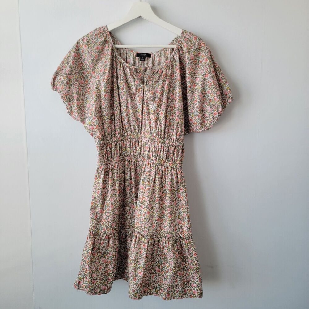 J. crew BK948 womens Cinched-waist puff-sleeve dress size S Cottagecore Peasant